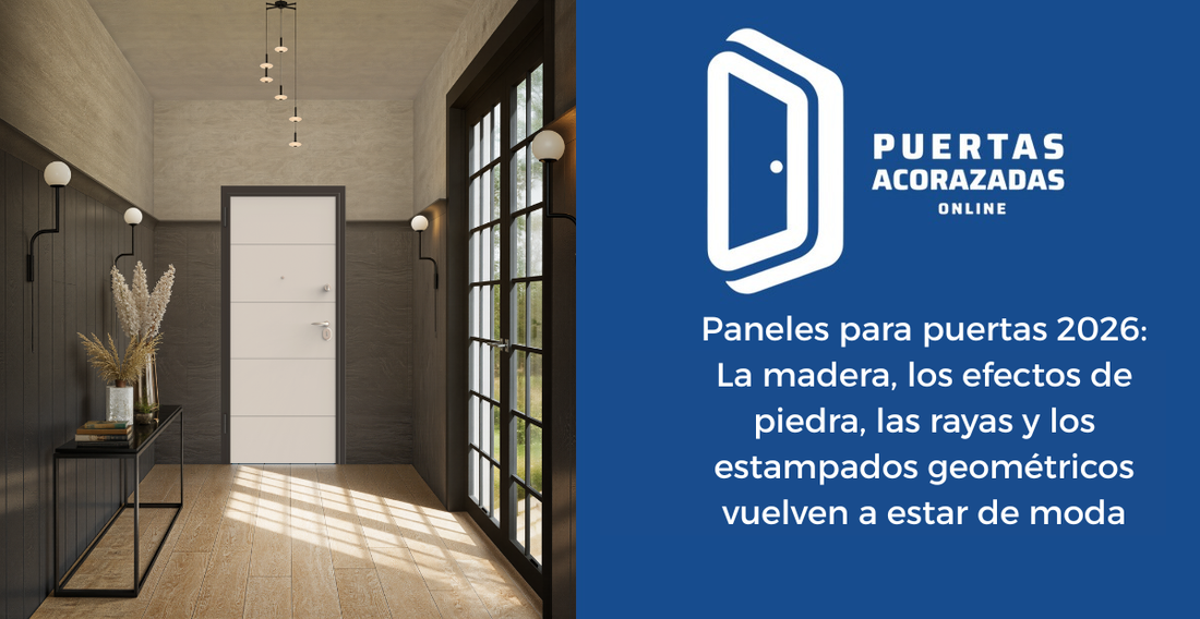Paneles para puertas 2026: La madera, los efectos de piedra, las rayas y los estampados geométricos vuelven a estar de moda